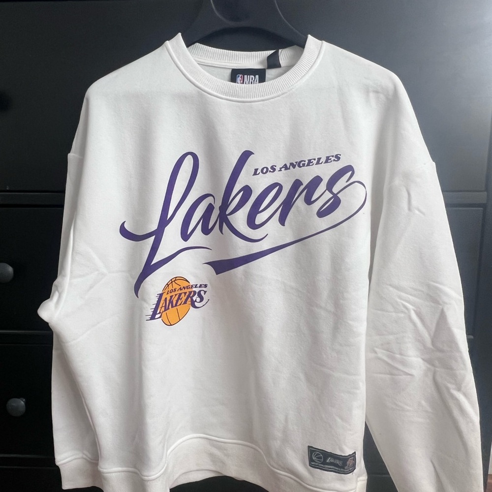 NBA Lakers White and Purple Crewneck Sweater